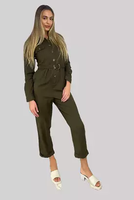 100% Cotton Belted Jumpsuit