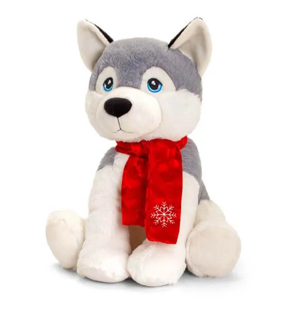 25cm Huskey with Scarf Plush Toy