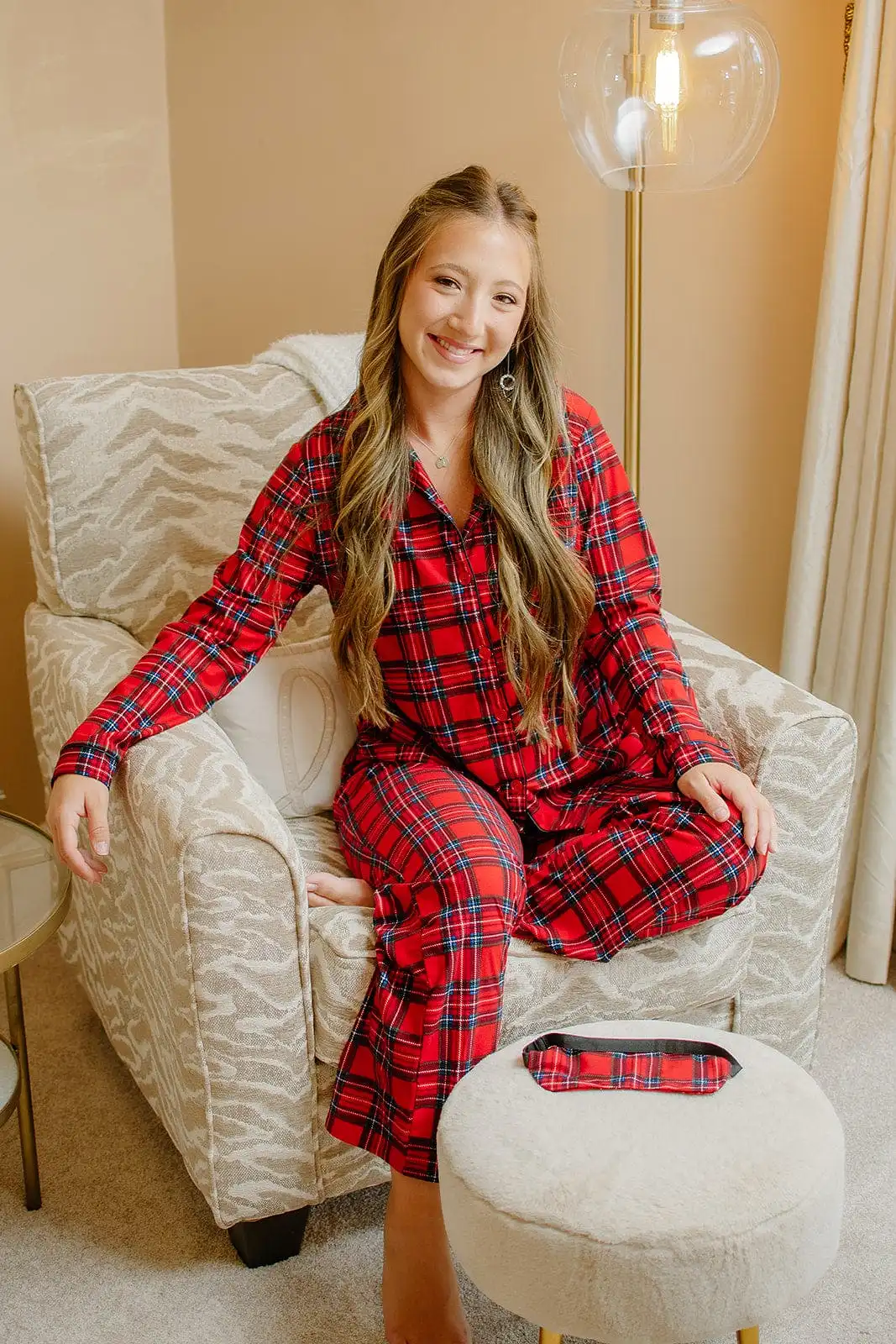 3 Piece Red Plaid PJ Set