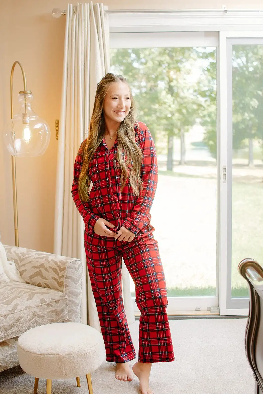 3 Piece Red Plaid PJ Set