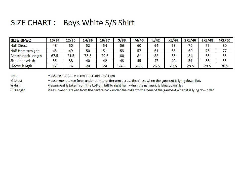 5019 ACG Sunderland College Uniform - Boy's White Short Sleeve Shirt