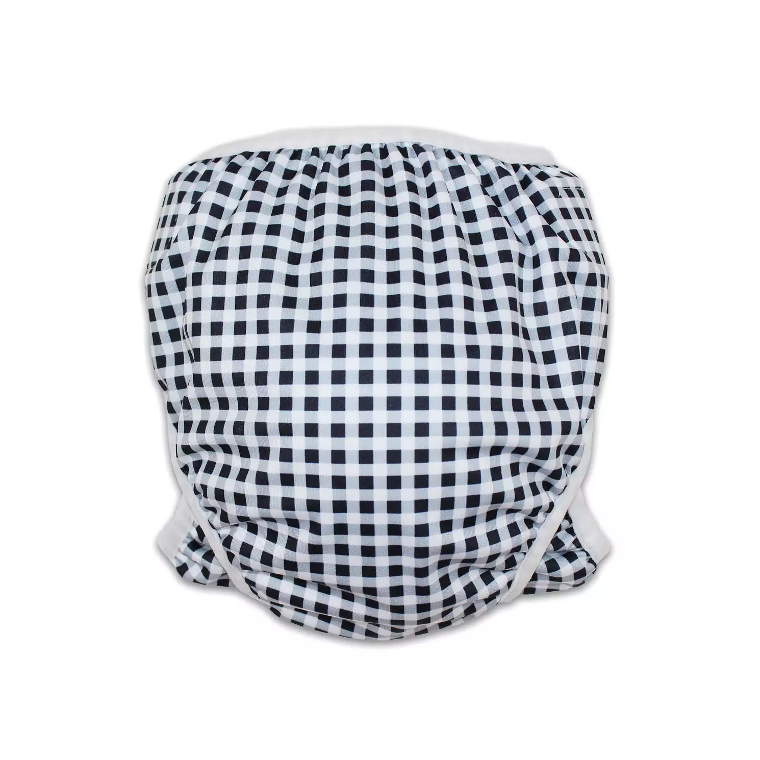 Adjustable Reusable Swim Nappy and Wet Bag - Black White Gingham Check