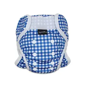 Adjustable Reusable Swim Nappy and Wet Bag - Blue Gingham Check