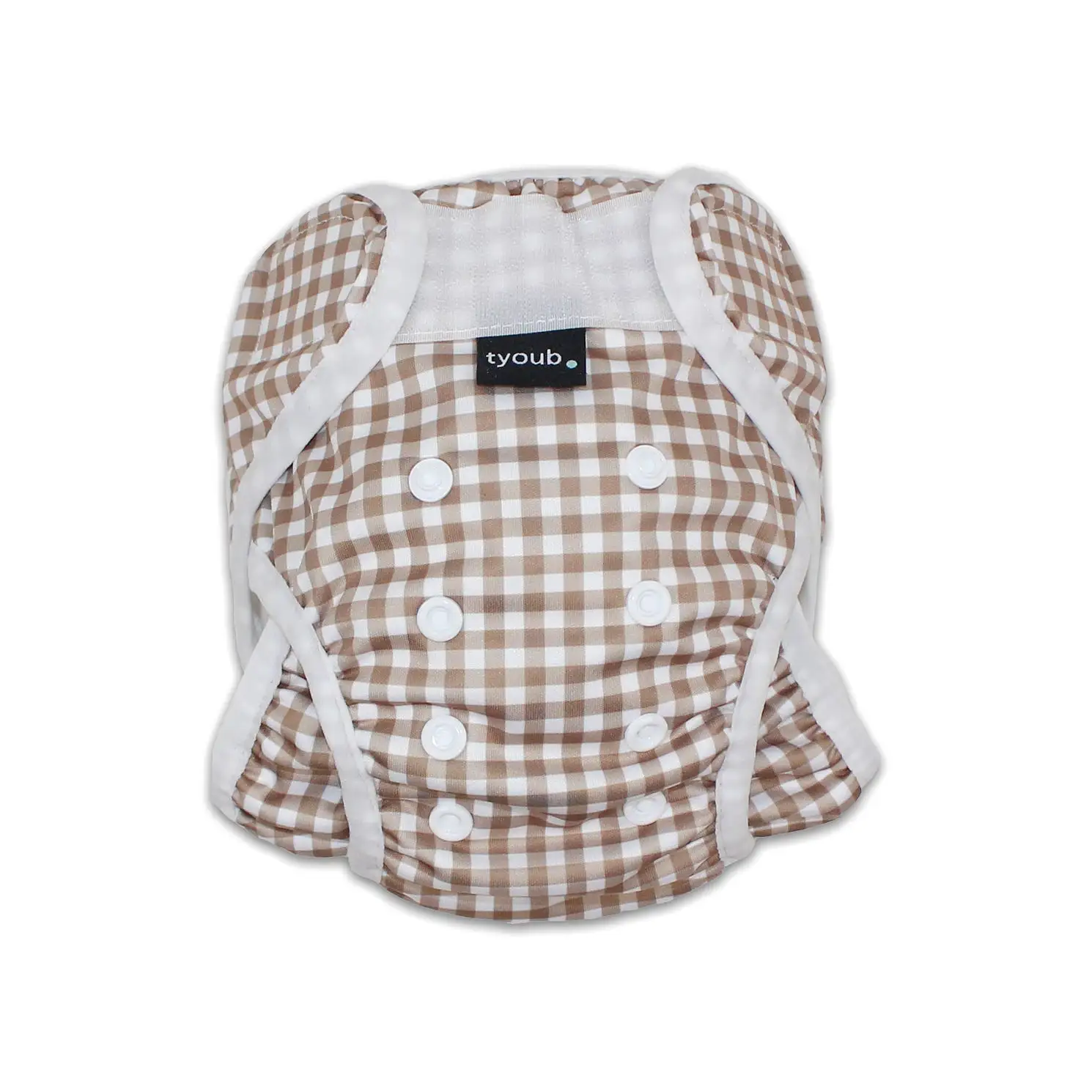 Adjustable Reusable Swim Nappy and Wet Bag - Fawn Gingham Check