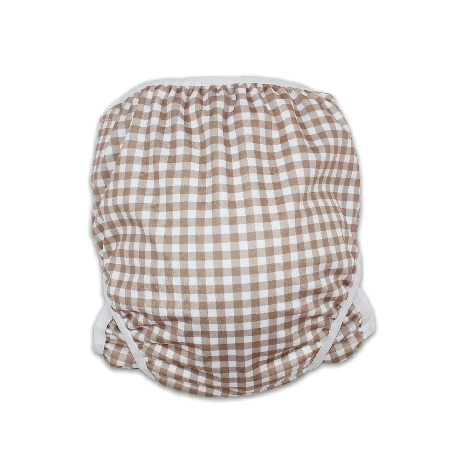 Adjustable Reusable Swim Nappy and Wet Bag - Fawn Gingham Check