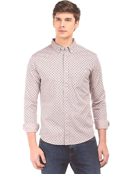 Aeropostale Button Down Collar Printed Shirt