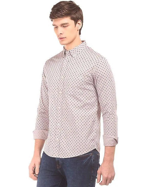 Aeropostale Button Down Collar Printed Shirt