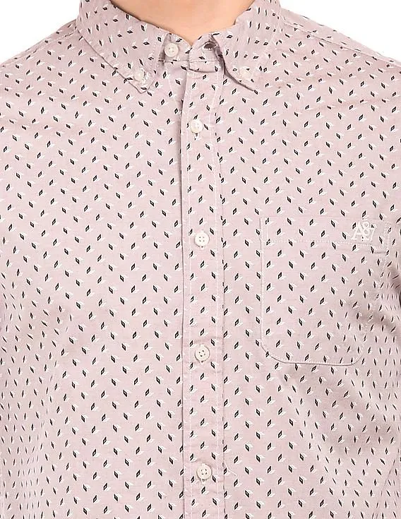 Aeropostale Button Down Collar Printed Shirt