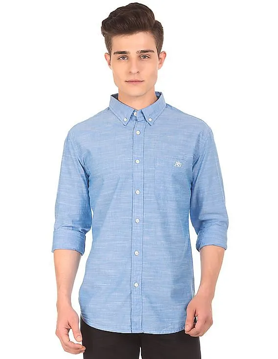 Aeropostale Button Down Collar Slub Weave Shirt