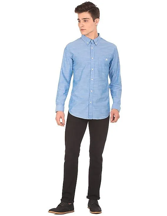 Aeropostale Button Down Collar Slub Weave Shirt