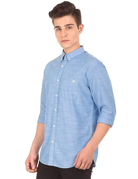 Aeropostale Button Down Collar Slub Weave Shirt