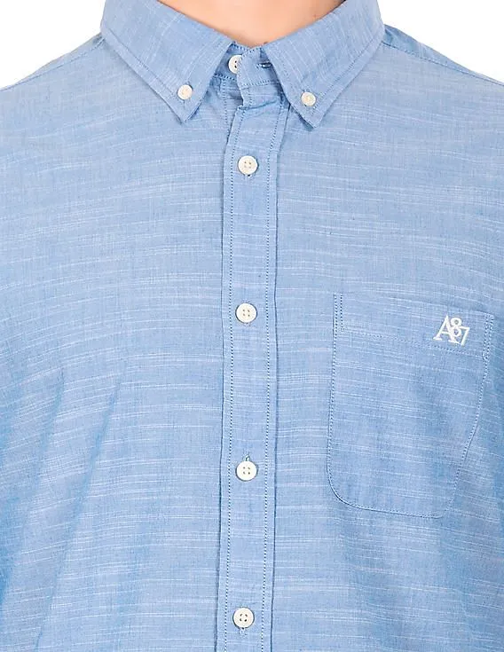 Aeropostale Button Down Collar Slub Weave Shirt