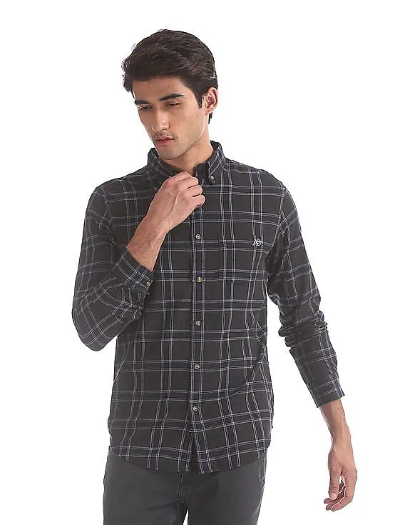 Aeropostale Green Button Down Collar Check Shirt