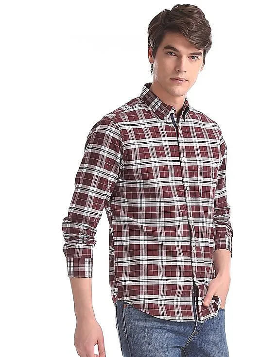 Aeropostale Red Button Down Collar Check Shirt