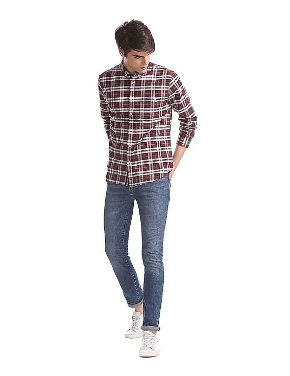 Aeropostale Red Button Down Collar Check Shirt