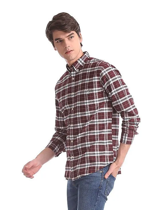 Aeropostale Red Button Down Collar Check Shirt