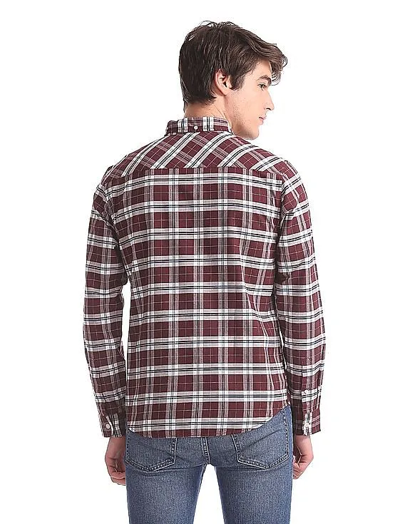 Aeropostale Red Button Down Collar Check Shirt