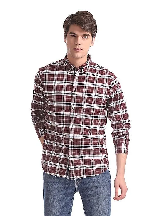 Aeropostale Red Button Down Collar Check Shirt