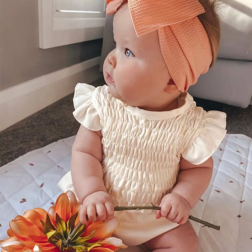 Baby Adjustable Bow Headband — Flamingo