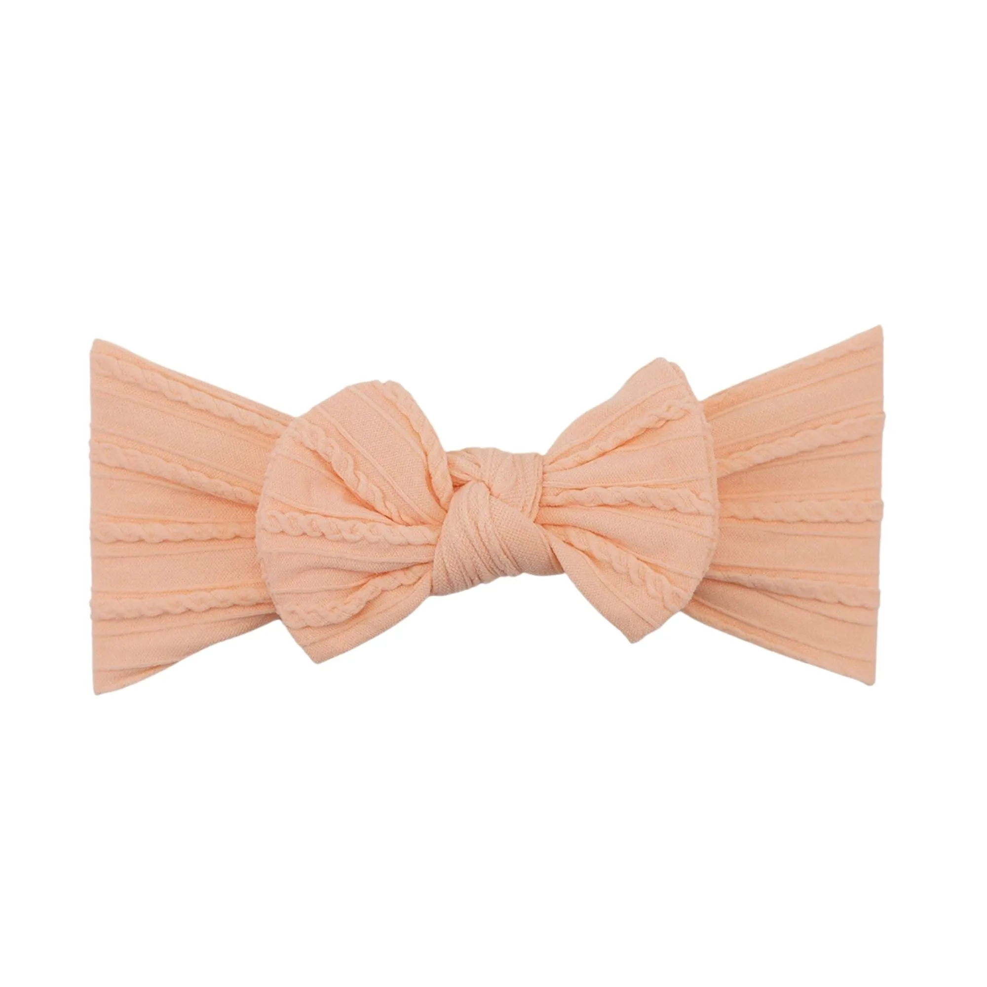 Baby Top Knot Single Bow Headband Peach