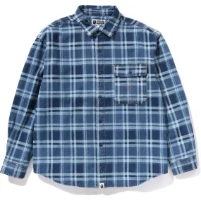 BAPE CHECK DENIM SHIRT MENS