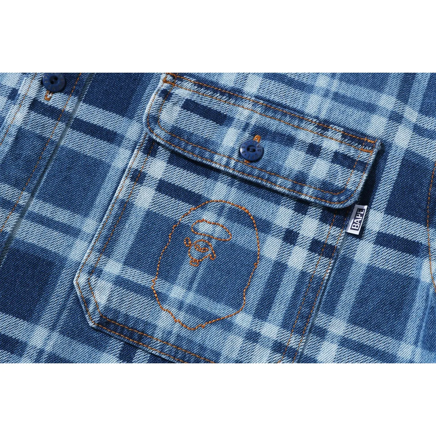 BAPE CHECK DENIM SHIRT MENS