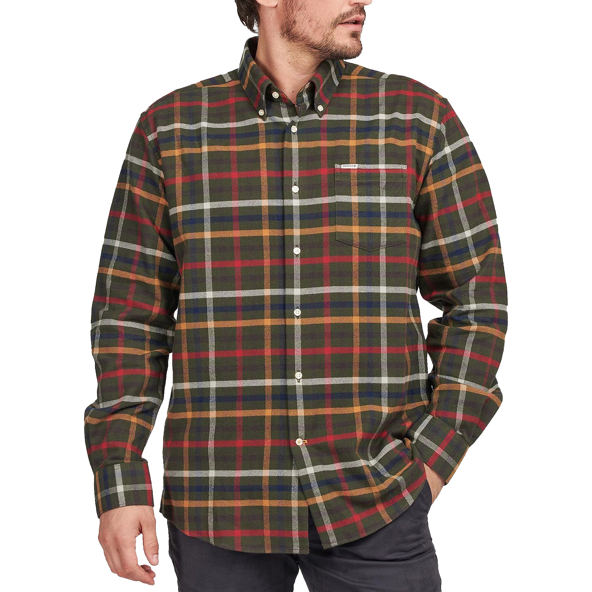 Barbour Hadlo Brushed Cotton Regular Shirt - Olive