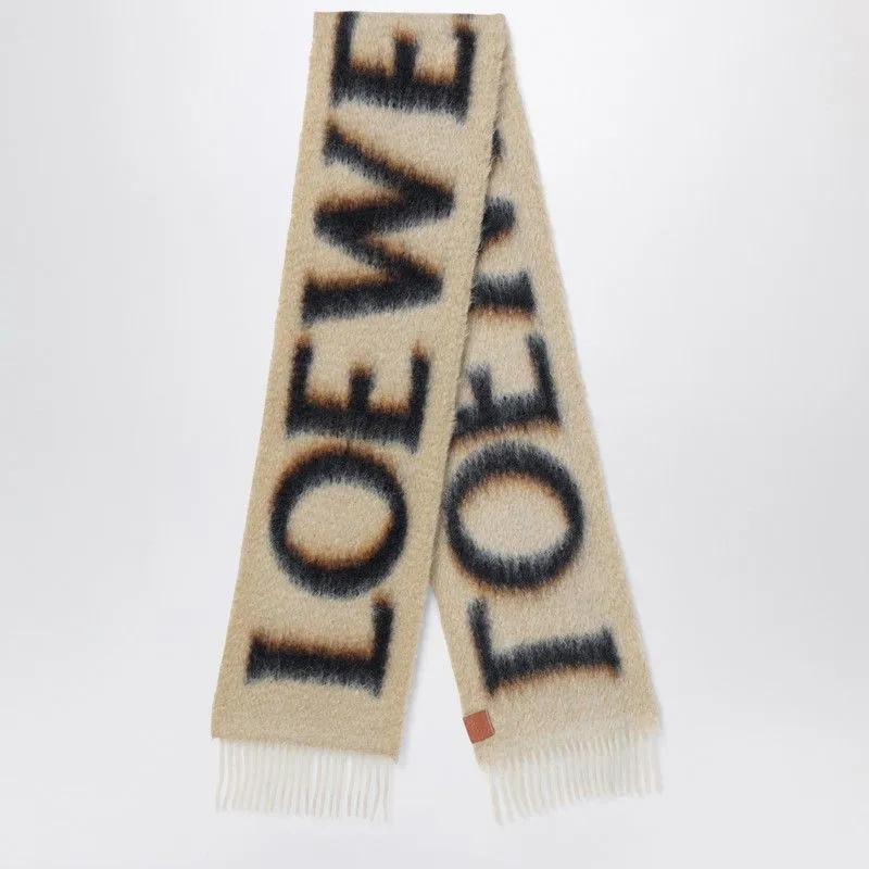 BEIGE/BLACK SCARF WITH LOGO