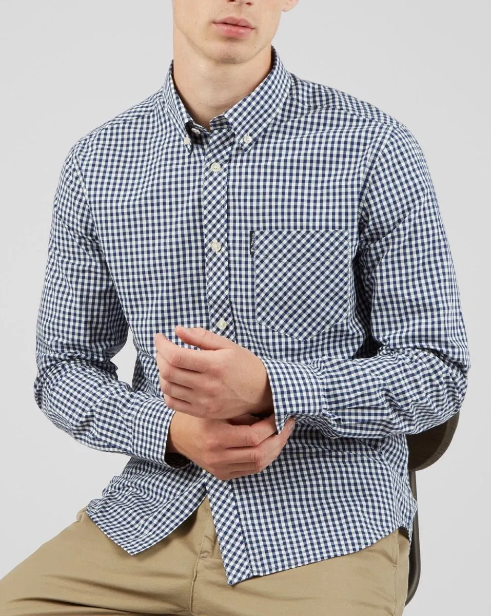 Ben Sherman Gingham Check Long Sleeve Shirt Dark Blue