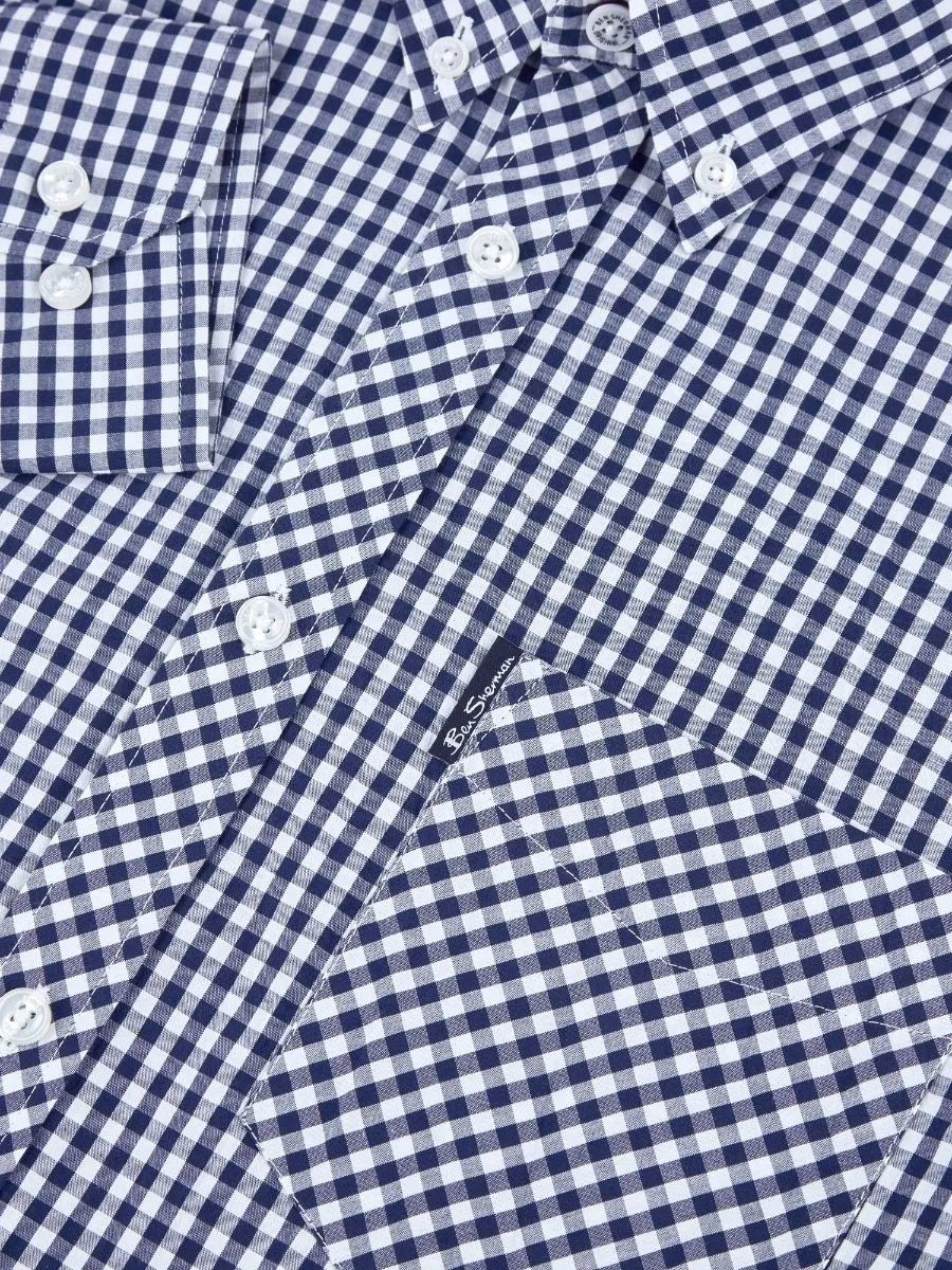 Ben Sherman Gingham Check Long Sleeve Shirt Dark Blue