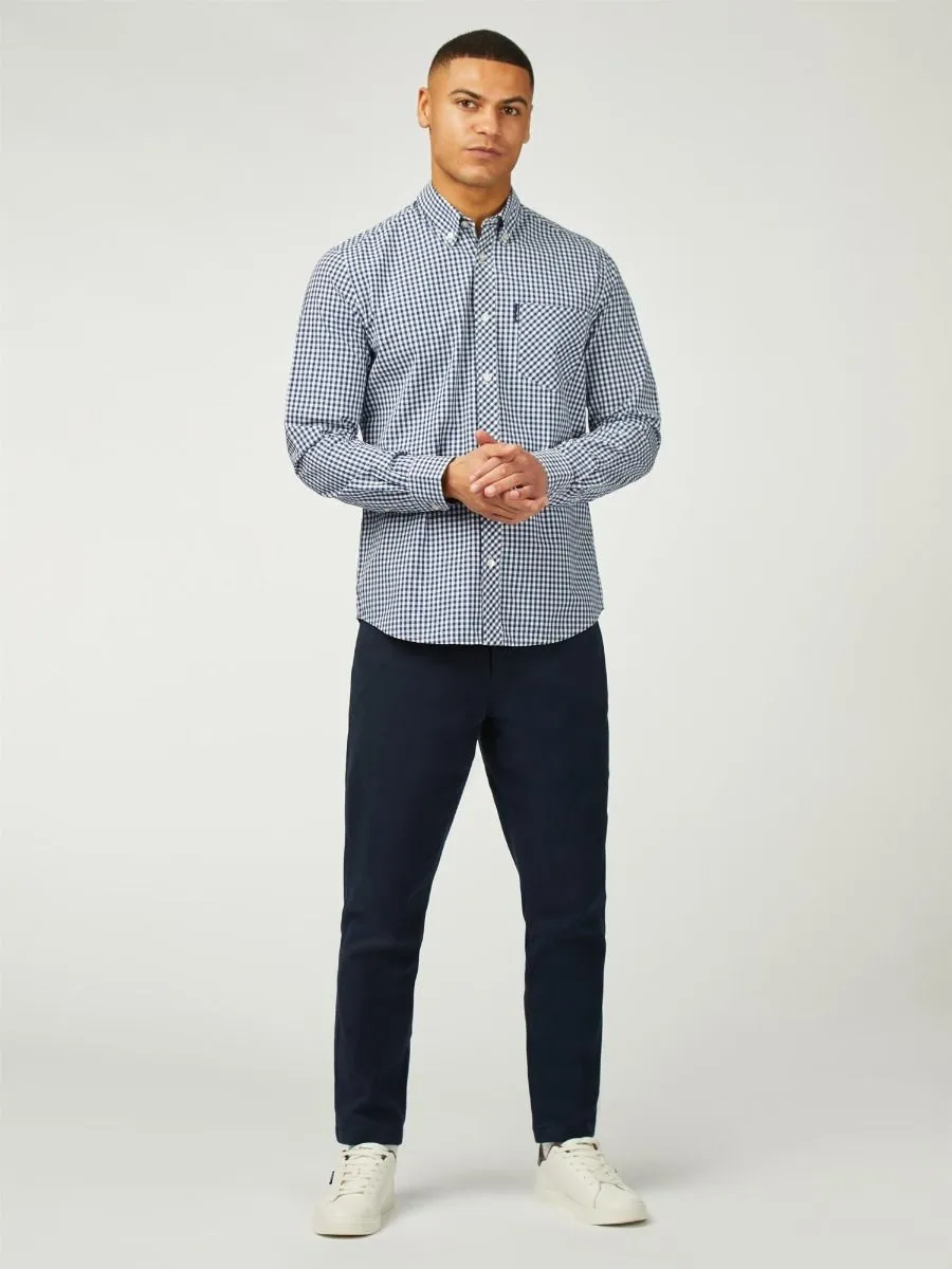 Ben Sherman Signature Long Sleeve Gingham Check Shirt Dark Blue