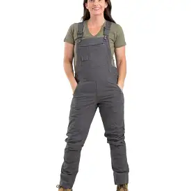 Berne Women's Flex Softstone Duck Unlined Bib Work Overall WB922 - Titanium Grey