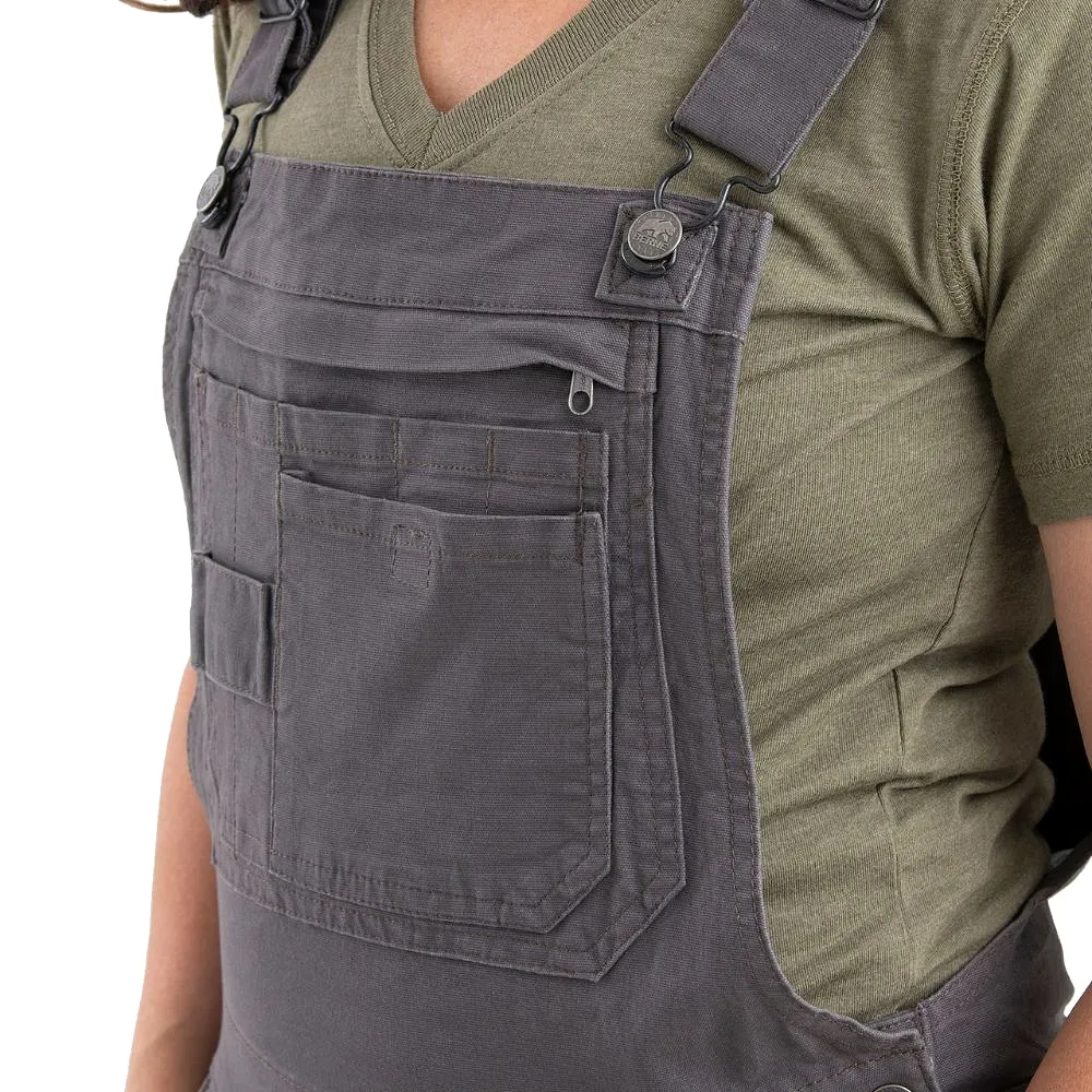 Berne Women's Flex Softstone Duck Unlined Bib Work Overall WB922 - Titanium Grey