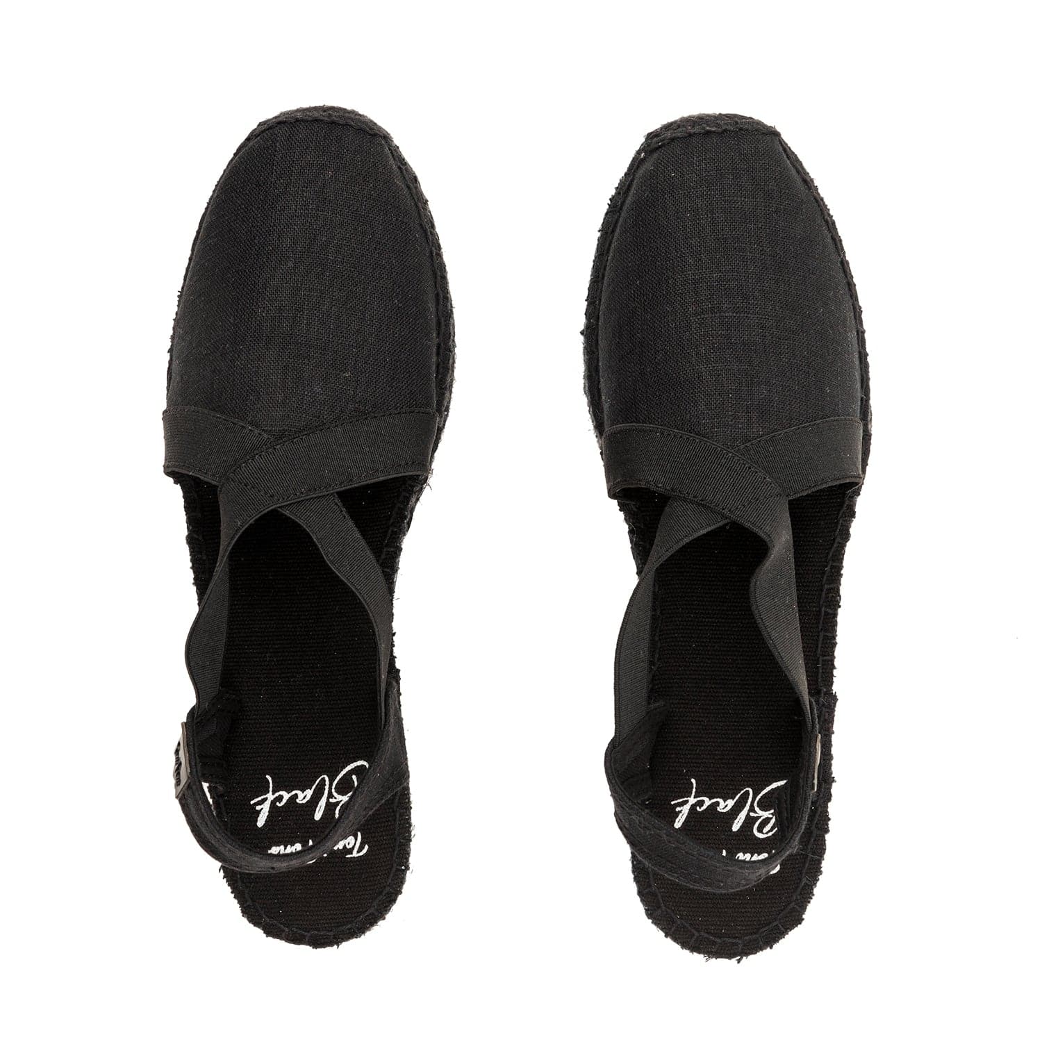 Black Linen Wedge Espadrille for Women - Verona-BK