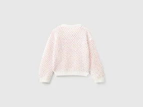 Boxy fit chenille sweater - White | Benetton