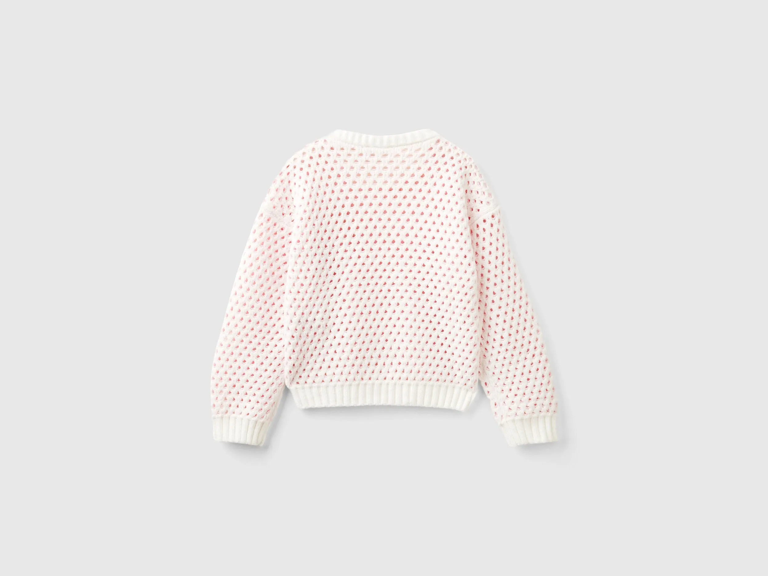 Boxy fit chenille sweater - White | Benetton