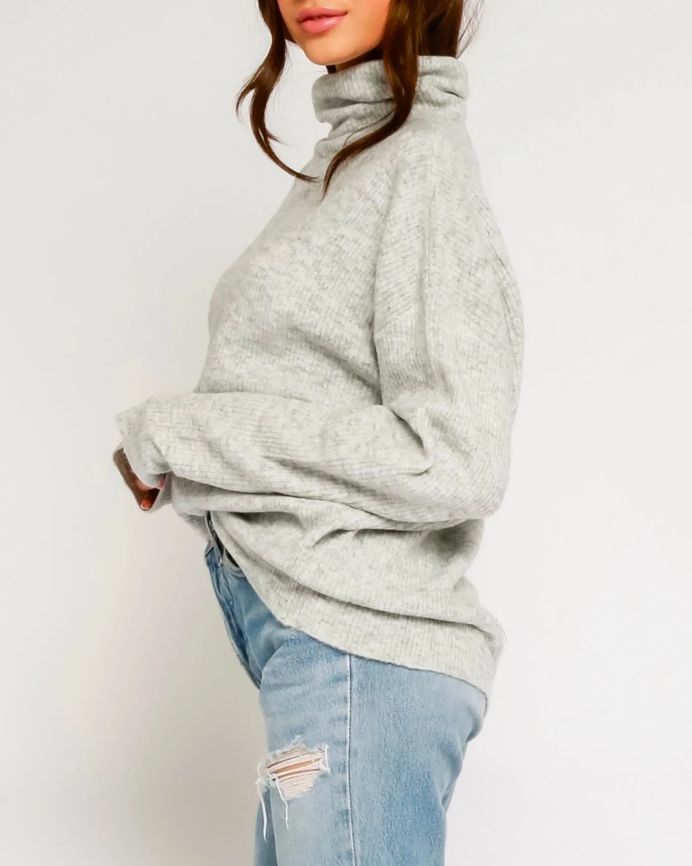 Brenda Fuzzy Mock Neck Sweater in More Colors