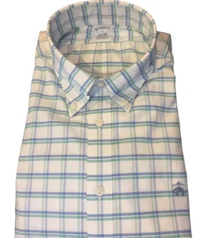 Brooks Brothers Stretch Non-Iron Oxford Polo Button-Down Collar, Checked Shirt: Green