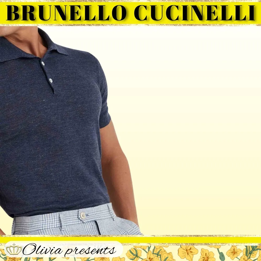 BRUNELLO CUCINELLI  |Linen Plain Cotton Short Sleeves Logo Polos