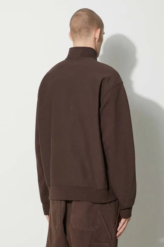 Carhartt WIP sweatshirt Half Zip American Script Sweat men's brown color I027014.47XX