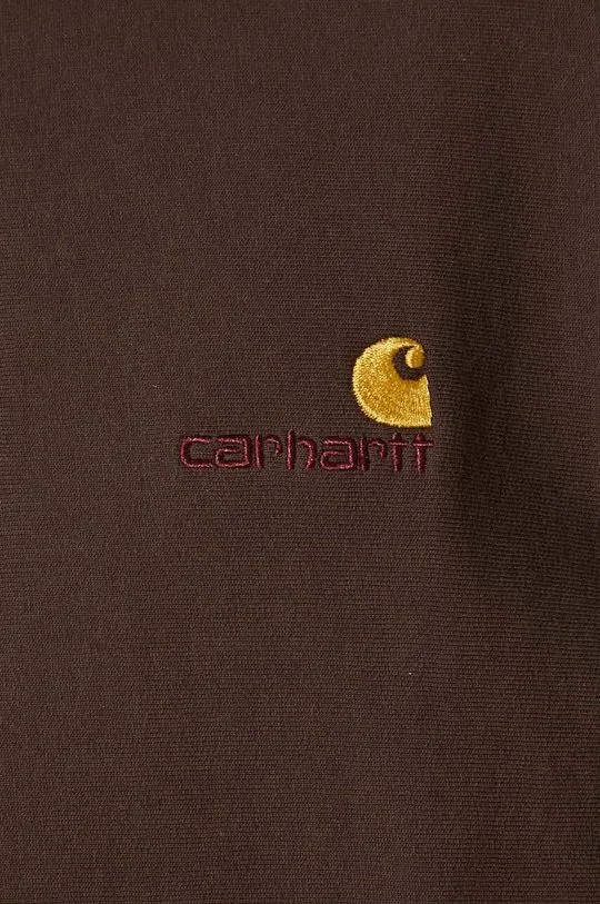 Carhartt WIP sweatshirt Half Zip American Script Sweat men's brown color I027014.47XX