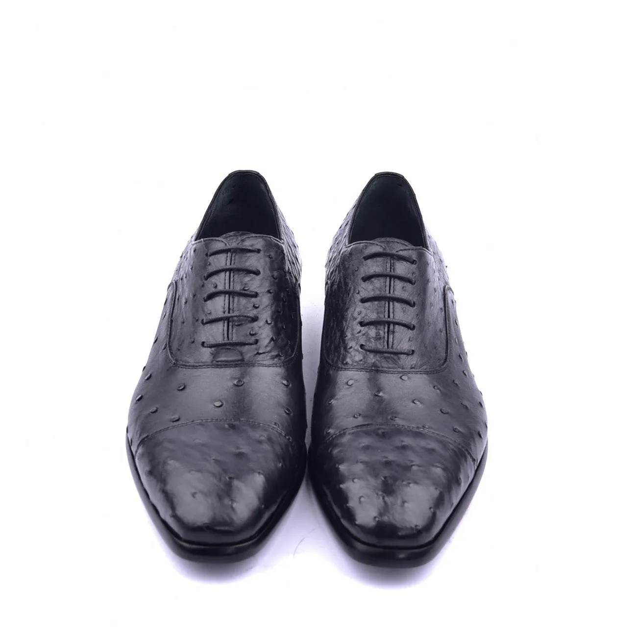 Corrente C009 6265 Men's Shoes Black Genuine Ostrich Cap toe Lace up Oxfords (CRT1372)