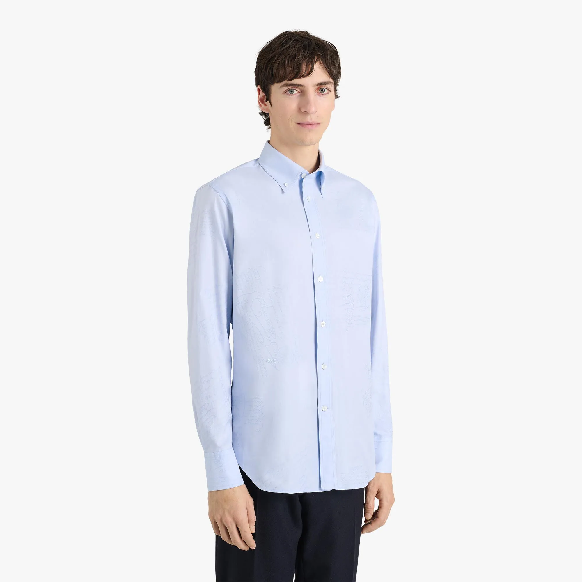 Cotton Scritto Button-Down Collar Shirt