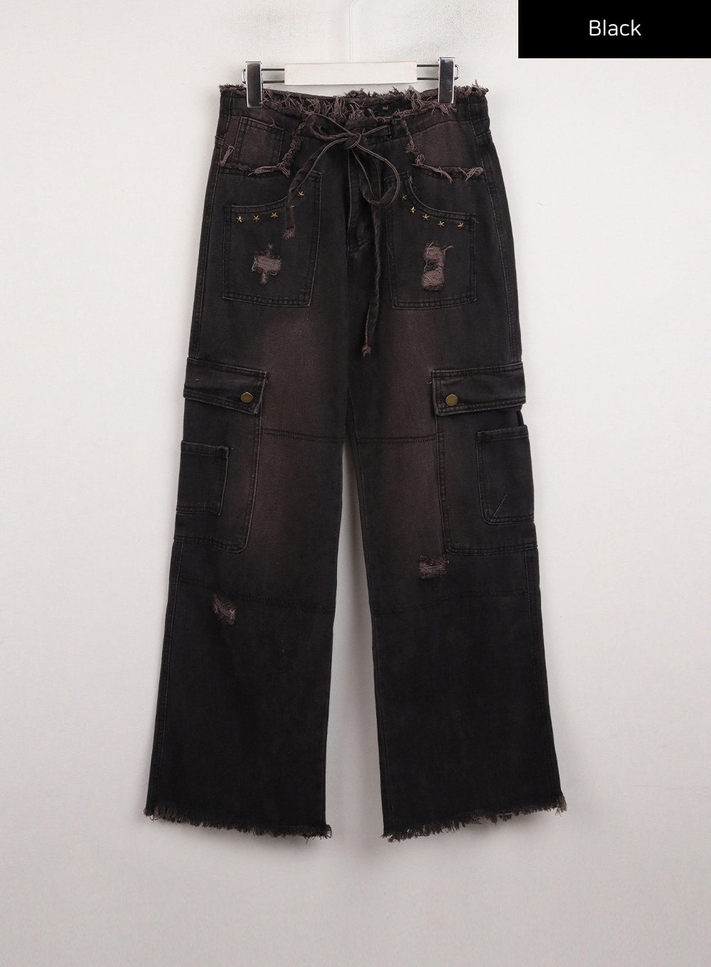 Destroyed Cargo Wide Denim IJ411