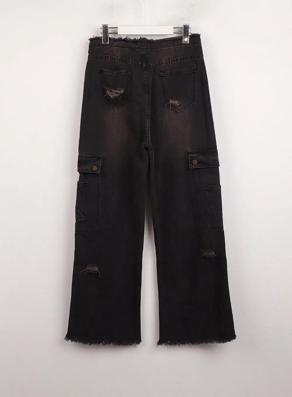 Destroyed Cargo Wide Denim IJ411