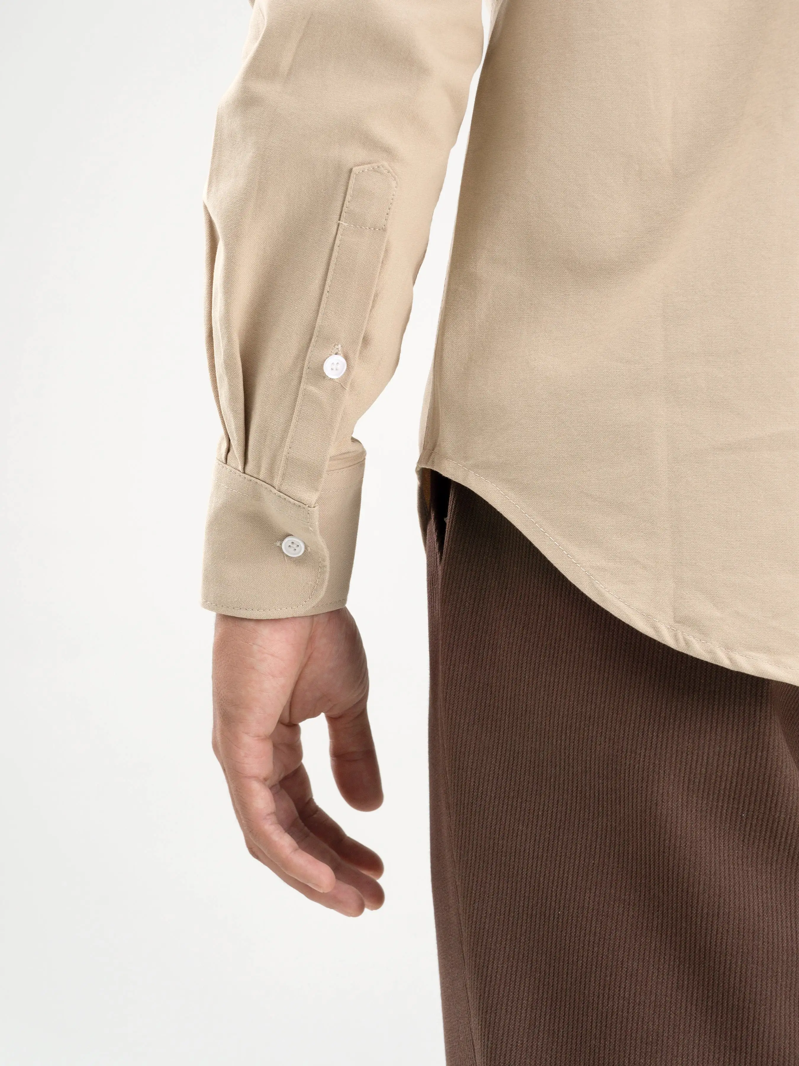 Formal Shirt - Beige Oxford Button-Down Collar