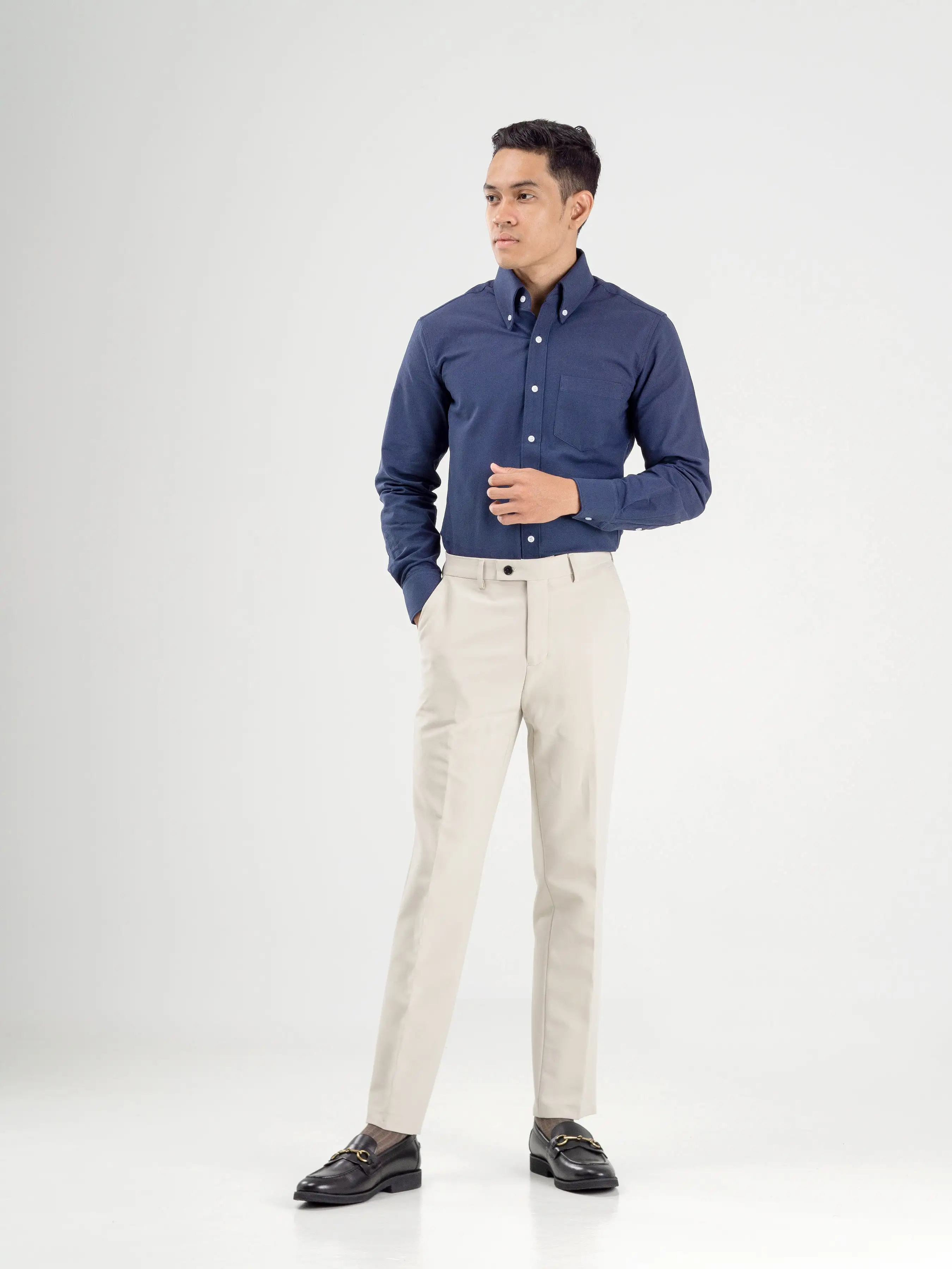 Formal Shirt - Dark Blue Oxford Button-Down Collar