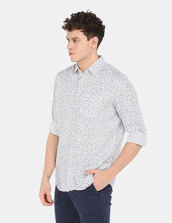 GAP Men White Standard Fit Shirt In Linen-Cotton