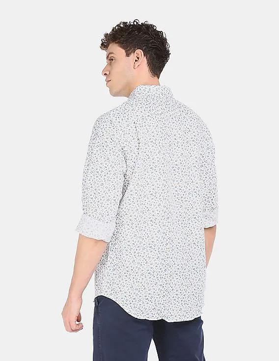 GAP Men White Standard Fit Shirt In Linen-Cotton