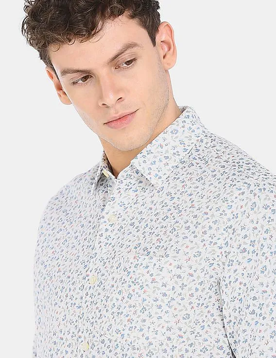 GAP Men White Standard Fit Shirt In Linen-Cotton